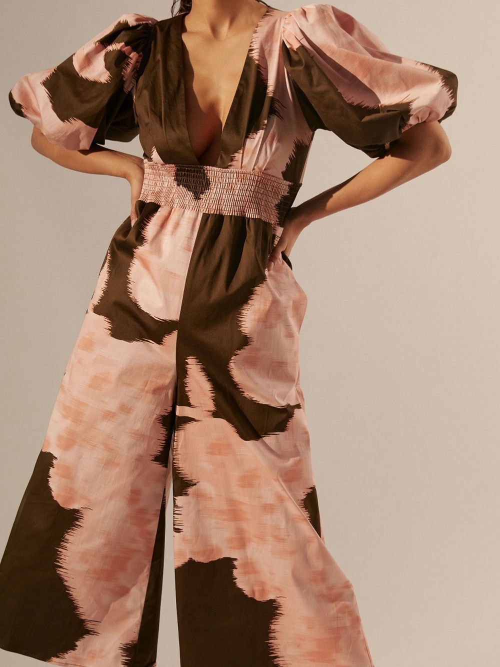 Hutch Plunge Floral Jumpsuit Cropped Leg